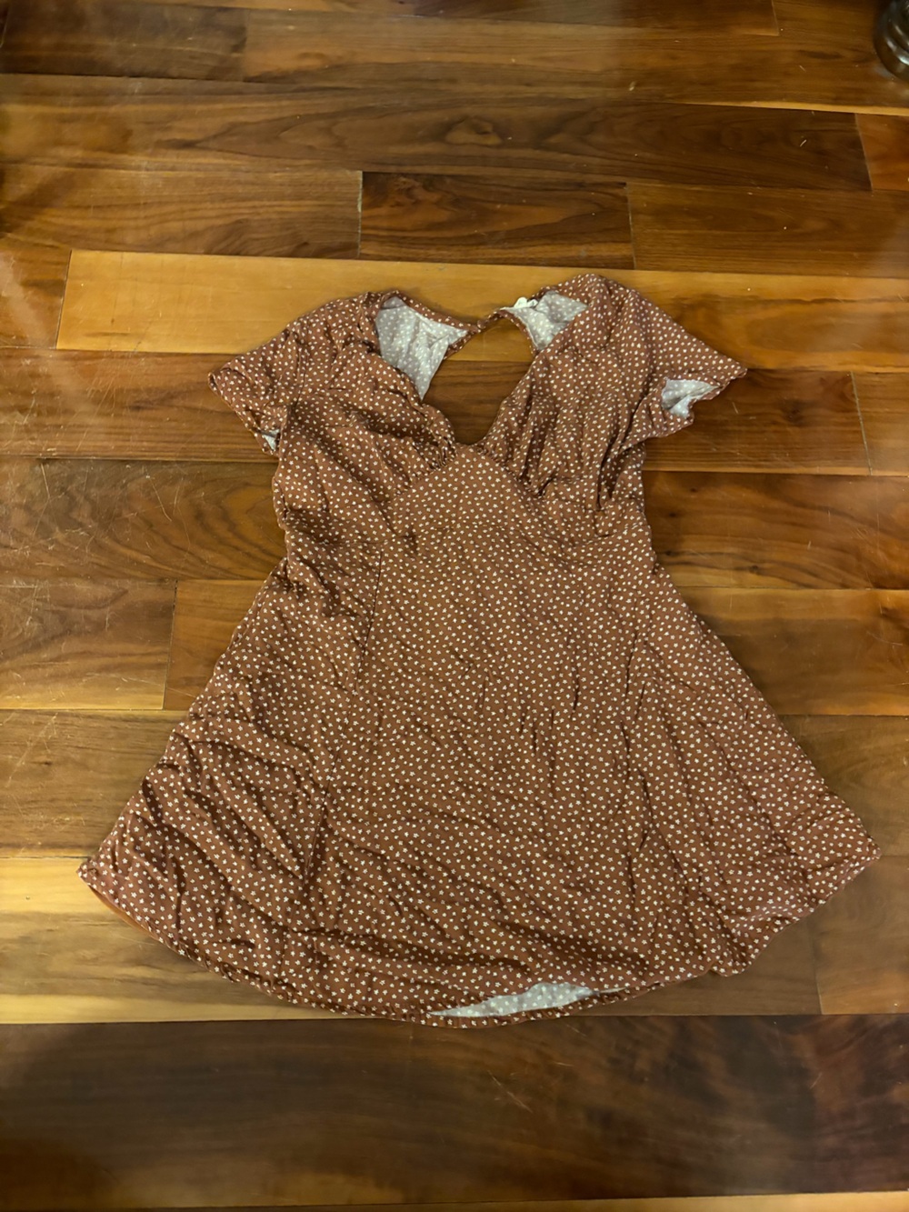 La Hearts Brown Polka Dot Fit-and-Flare Dress